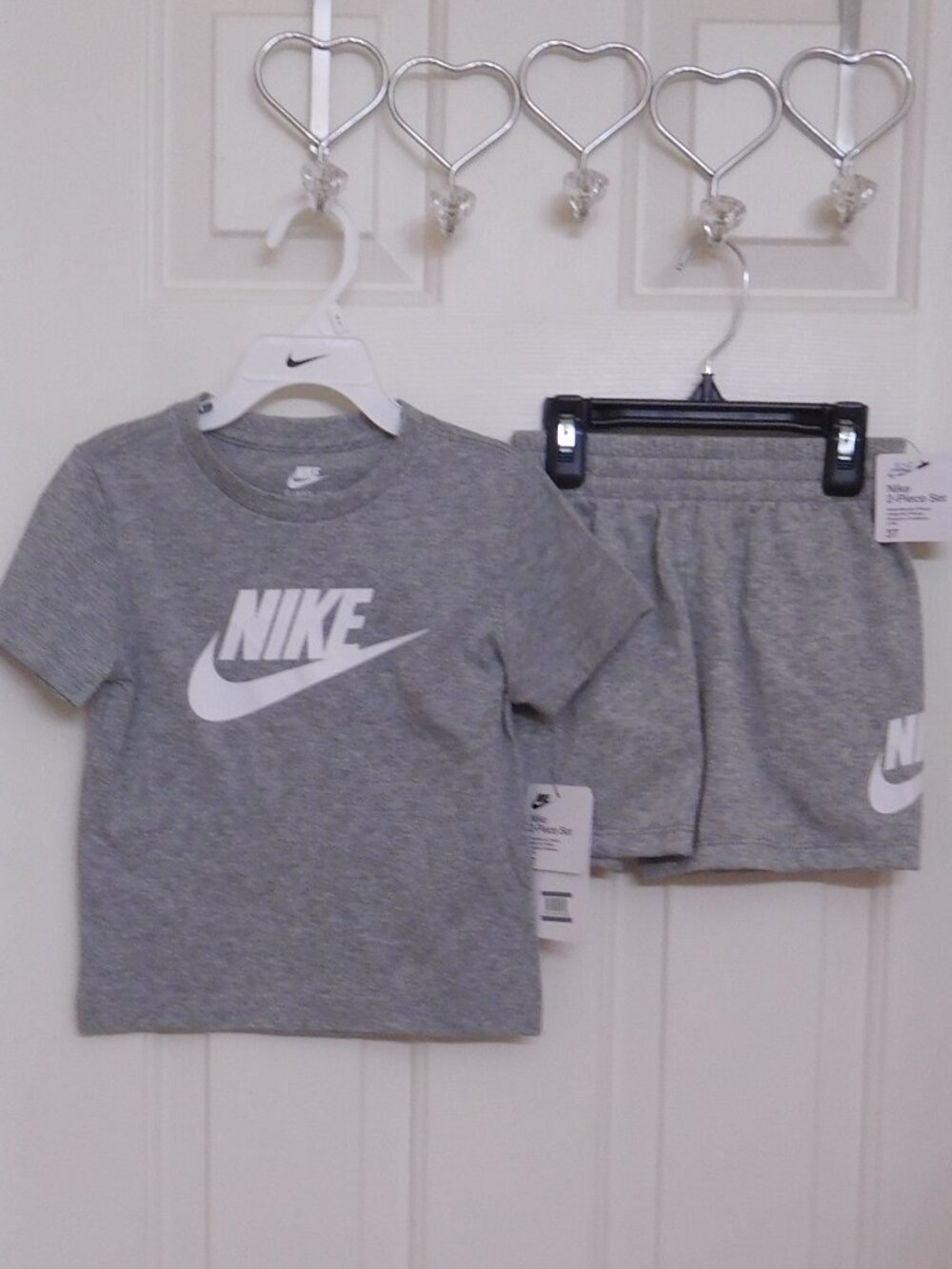 NWT 5 Nike Outfits 2pc Shirt & Shorts Sets Reds Grays Blue Bundle sz 3t - Picture 4 of 6